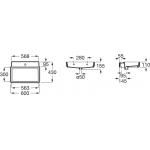Roca Tura A327694000 掛牆面盆：矩形設計、單孔配置、無溢水